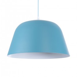 GloboStar® UPVALE 01286 Μοντέρνο Κρεμαστό Φωτιστικό Οροφής Μονόφωτο 1 x E27 Μπλε Μεταλλικό Καμπάνα Φ40 x Y24cm