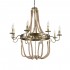 GloboStar® BAVARIAN 01405 Vintage Κρεμαστό Φωτιστικό Οροφής Πολύφωτο 8 x E14 Μπρούτζινο Σκουριά Μεταλλικό Πολυέλαιος με Μπεζ Σχοινί Φ87 x Υ80cm