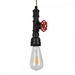 GloboStar® SPIGOT 01415 Vintage Industrial Κρεμαστό Φωτιστικό Οροφής Μονόφωτο 1 x E27 Μαύρο Μεταλλικό Μ5 x Π7.5 x Y20cm