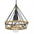 GloboStar® FLUTED 01421 Vintage Κρεμαστό Φωτιστικό Οροφής Μονόφωτο 1 x E27 Μαύρο Μεταλλικό με Μπεζ Σχοινί Φ25 x Υ24cm