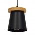 GloboStar® LANA 01424 Μοντέρνο Κρεμαστό Φωτιστικό Οροφής Μονόφωτο 1 x E27 με Ξύλινη Βάση και Μαύρο Καπέλο Φ13 x Y17cm