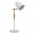 GloboStar® VERITY 01440 Μοντέρνο Επιτραπέζιο Φωτιστικό Πορτατίφ Μονόφωτο Λευκό Μεταλλικό με Ξύλινες Λεπτομέρειες Φ13 x Υ56cm