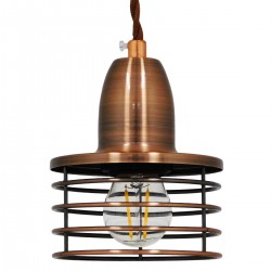 GloboStar® MANHATTAN 01453 Μοντέρνο Industrial Κρεμαστό Φωτιστικό Οροφής Μονόφωτο 1 x E27 Μεταλλικό Χάλκινο Καμπάνα Φ11 x Υ14cm