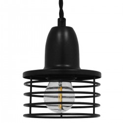 GloboStar® MANHATTAN 01456 Μοντέρνο Industrial Κρεμαστό Φωτιστικό Οροφής Μονόφωτο 1 x E27 Μεταλλικό Μαύρο Καμπάνα Φ11 x Υ14cm