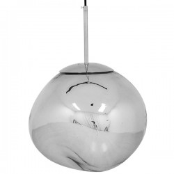 GloboStar® DIXAR 01464 Μοντέρνο Κρεμαστό Φωτιστικό Οροφής Μονόφωτο 1 x E27 Γυάλινο Ασημί Νίκελ Φ36 x Υ45cm