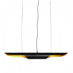 GloboStar® ESTERINA 01473 Μοντέρνο Κρεμαστό Φωτιστικό Οροφής 100cm Δίφωτο 2 x E27 Μαύρο - Χρυσό Μεταλλικό Μ100 x Π10 x Y10cm