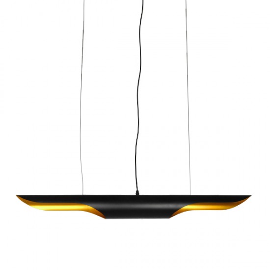 GloboStar® ESTERINA 01473 Μοντέρνο Κρεμαστό Φωτιστικό Οροφής 100cm Δίφωτο 2 x E27 Μαύρο - Χρυσό Μεταλλικό Μ100 x Π10 x Y10cm