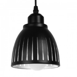 GloboStar® COOLIE 01478 Μοντέρνο Κρεμαστό Φωτιστικό Οροφής Μονόφωτο 1 x E27 Μεταλλικό Μαύρο Λευκό Καμπάνα Φ13 x Υ14cm