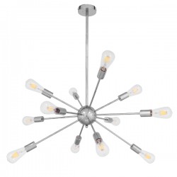 GloboStar® MILANO 01487 Μοντέρνο Industrial Φωτιστικό Οροφής Πολύφωτο 12 x E27 Ασημί Νίκελ Μεταλλικό Πλέγμα Φ80 x Y78cm