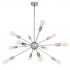 GloboStar® MILANO 01487 Μοντέρνο Industrial Φωτιστικό Οροφής Πολύφωτο 12 x E27 Ασημί Νίκελ Μεταλλικό Πλέγμα Φ80 x Y78cm