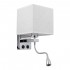 GloboStar® ELEGANT 01495 Μοντέρνο Φωτιστικό Τοίχου Απλίκα Μεταλλικό Χρώμιο Νίκελ με Λευκό Ύφασμα Δίφωτο 1xE27 - Ρυθμίζόμενο Σώμα Σπιράλ με CREE LED 3W Θερμό Λευκό 2700K - Διακόπτες On / Off Μ17 x Π21 x Υ43cm