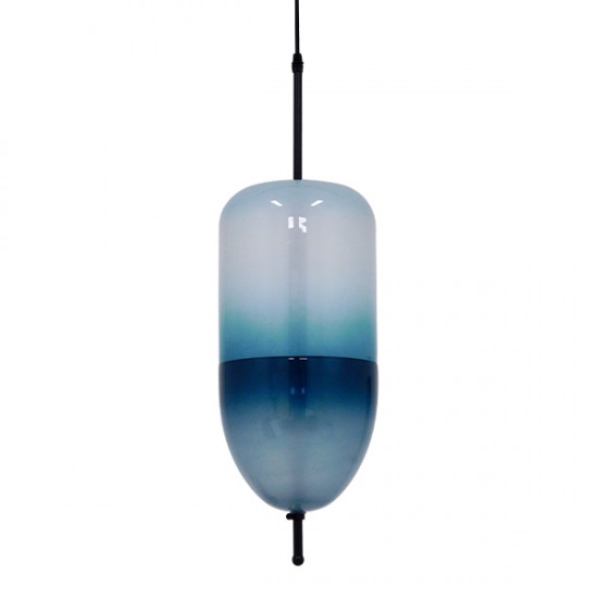 GloboStar® TEARDROP 01504 Μοντέρνο Κρεμαστό Φωτιστικό Οροφής Τρίφωοτο 3 x G4 Γυάλινο Τιρκουάζ Διάφανο Φ20 x Υ65cm