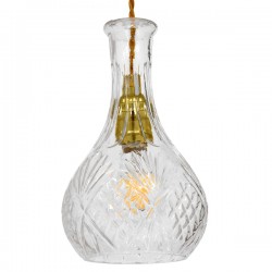 GloboStar® WHISKEY 01514 Vintage Κρεμαστό Φωτιστικό Οροφής Μονόφωτο 1 x E27 Γυάλινο Διάφανο Φ14 x Υ23cm