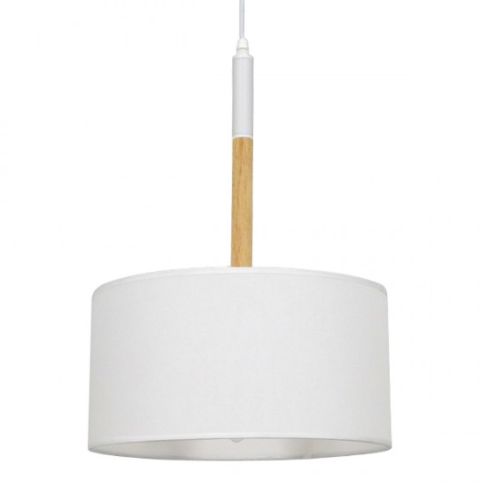 GloboStar® BRONX 01518 Μοντέρνο Κρεμαστό Φωτιστικό Οροφής Μονόφωτο 1 x E27 Μεταλλικό με Λευκό Καπέλο Φ35 x Y50cm