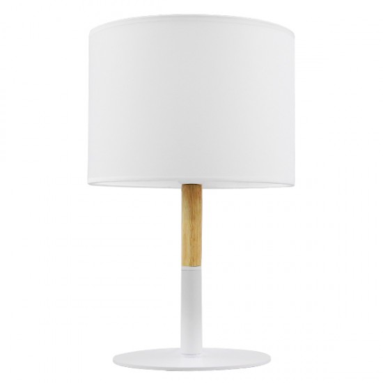 GloboStar® BRONX 01520 Μοντέρνο Επιτραπέζιο Φωτιστικό Πορτατίφ Μονόφωτο 1 x E27 Λευκό Μεταλλικό με Καπέλο Φ25xY40cm