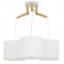 GloboStar® RAMSON 01526 Μοντέρνο Κρεμαστό Φωτιστικό Οροφής Τρίφωτο 3 x E27 Λευκό με Ξύλο και Υφασμάτινα Καπελα Φ67 x Υ65cm