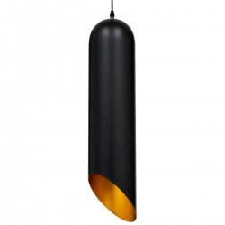 GloboStar® CARSON 01529 Μοντέρνο Κρεμαστό Φωτιστικό Οροφής Μονόφωτο 1 x E27 Μαύρο - Χρυσό Μεταλλικό Καμπάνα Φ15 x Υ68cm