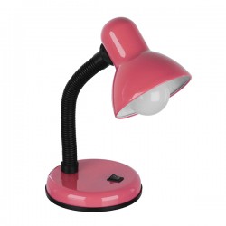 GloboStar® STUDENT PINK 01534 Μοντέρνο Επιτραπέζιο Φωτιστικό Γραφείου Μονόφωτο 1 x E27 Ροζ με Λευκό Μεταλλικό με Διακόπτη ΟN/OFF Καμπάνα Φ12 x Υ32cm