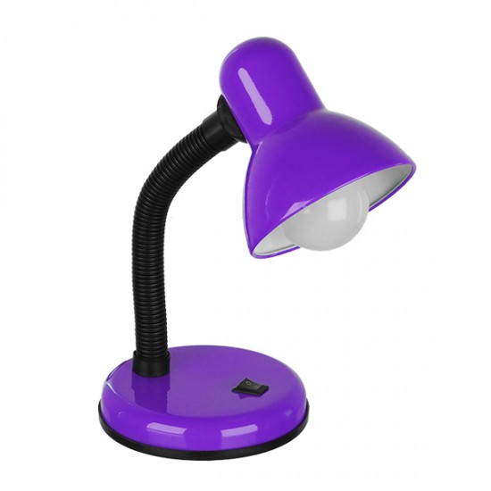 GloboStar® STUDENT PURPLE 01537 Μοντέρνο Επιτραπέζιο Φωτιστικό Γραφείου Μονόφωτο 1 x E27 Μωβ με Λευκό Μεταλλικό με Διακόπτη ΟN/OFF Καμπάνα Φ12 x Υ32cm