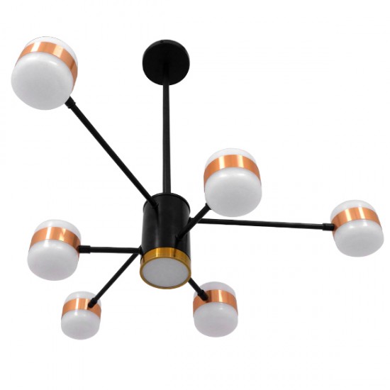 GloboStar® ORNATE 01552 Μοντέρνο Φωτιστικό Οροφής LED 56 Watt Πολύφωτο Μαύρο με Μπρονζέ και Χρυσές Λεπτομέρειες Μεταλλικό Λευκό Ημέρας 4500k Πλέγμα Φ63 x Y36-45cm