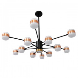 GloboStar® ORNATE 01553 Μοντέρνο Φωτιστικό Οροφής LED 104 Watt Πολύφωτο Μαύρο με Μπρονζέ και Χρυσές Λεπτομέρειες Μεταλλικό Λευκό Ημέρας 4500k Πλέγμα Φ63 x Y36-45cm