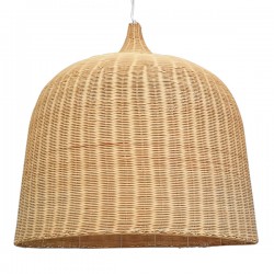 GloboStar® BAHAMAS 01570 Vintage Κρεμαστό Φωτιστικό Οροφής Μονόφωτο 1 x E27 Μπεζ Ξύλινο Ψάθινο Μπαμπού Φ90 x Υ90cm