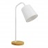 GloboStar® BARNABY 01574 Μοντέρνο Επιτραπέζιο Φωτιστικό Πορτατίφ Μονόφωτο Λευκό Μεταλλικό με Καπέλο και Ξύλινη Καφέ Βάση Φ13 x Υ48cm