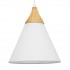 GloboStar® SHADE TEXTILE 01577 Μοντέρνο Κρεμαστό Φωτιστικό Οροφής Μονόφωτο 1 x E27 Λευκό Υφασμάτινο με Ξύλο Καμπάνα Φ25 x 30cm