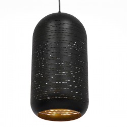 GloboStar® JANIS 01591 Μοντέρνο Κρεμαστό Φωτιστικό Οροφής Μονόφωτο 1 x E27 Μαύρο - Χρυσό Μεταλλικό Καμπάνα Φ20 x Υ41cm