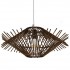GloboStar® SASSO 01602 Vintage Κρεμαστό Φωτιστικό Οροφής Μονόφωτο 1 x E27 Καφέ Σκούρο Ξύλινο Ψάθινο Μπαμπού Φ50 x Υ23cm