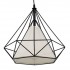 GloboStar® KAIRI 01618 Μοντέρνο Industrial Κρεμαστό Φωτιστικό Οροφής Μονόφωτο 1 x E27 Μαύρο με Άσπρο Ύφασμα Μεταλλικό Πλέγμα Φ38 x Υ39cm