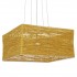 GloboStar® INCASS 01629 Vintage Κρεμαστό Φωτιστικό Οροφής Πολύφωτο 5 x E27 Καφέ Ξύλινο Rattan Μ40 x Π40 x Υ22.5cm