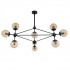 GloboStar® SENTINEL 01636 Μοντέρνο Industrial Κρεμαστό Φωτιστικό Οροφής Πολύφωτο 10 x E27 Μαύρο Μεταλλικό Πολυέλαιος με Μελί Γυαλί Πλέγμα Φ110 x Υ82cm