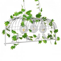 GloboStar® NEST 01647 Vintage Industrial Κρεμαστό Φωτιστικό Οροφής Τρίφωτο 3 x E27 Λευκό Μεταλλικό Πλέγμα Μ85.5 x Π37.5 x Y38cm