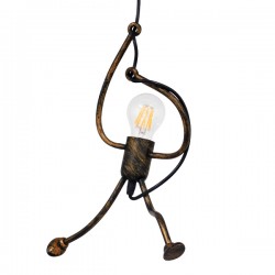 GloboStar® LITTLE MAN 01653 Μοντέρνο Κρεμαστό Φωτιστικό Οροφής Μονόφωτο 1 x E27 Καφέ Σκουριά Μεταλλικό Φ20 x Υ40cm