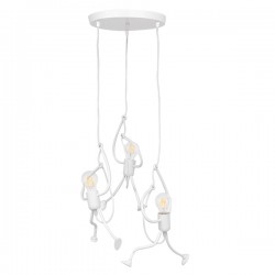 GloboStar® LITTLE MAN 01654 SET Μοντέρνο Κρεμαστό Φωτιστικό Οροφής Τρίφωτο 3 x E27 Λευκό Μεταλλικό Φ45 x Υ40cm
