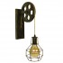 GloboStar® RYDON 01659 Vintage Industrial Φωτιστικό Τοίχου Απλίκα Μονόφωτο Μπρούτζινο Ξύλινο Μεταλλικό Πλέγμα Φ15 x Y70cm