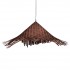 GloboStar® RICEHAT 01667 Vintage Κρεμαστό Φωτιστικό Οροφής Μονόφωτο 1 x E27 Καφέ Σκούρο Ξύλινο Ψάθινο Μπαμπού Φ70 x Υ25cm