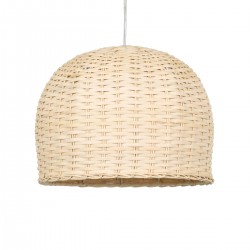 GloboStar® BERMUDA 01708 Μοντέρνο Κρεμαστό Φωτιστικό Οροφής Μονόφωτο 1 x E27 Μπεζ Μπαμπού Καμπάνα Φ31 x Υ22cm