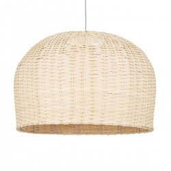 GloboStar® BERMUDA 01709 Μοντέρνο Κρεμαστό Φωτιστικό Οροφής Μονόφωτο 1 x E27 Μπεζ Μπαμπού Καμπάνα Φ50 x Υ34cm