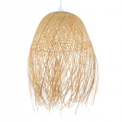 GloboStar® MANILA 01714 Μοντέρνο Κρεμαστό Φωτιστικό Οροφής Μονόφωτο 1 x E27 Μπεζ Μπαμπού Καμπάνα Φ45 x Υ60cm