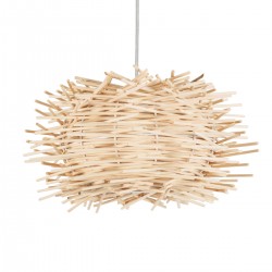 GloboStar® MINORCA 01729 Μοντέρνο Κρεμαστό Φωτιστικό Οροφής Μονόφωτο 1 x E27 Μπεζ Μπαμπού Καμπάνα Φ30 x Υ18cm