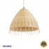 GloboStar® AQUATIC 01742 Boho Κρεμαστό Φωτιστικό Οροφής Μονόφωτο 1 x E27 AC220-240V IP20 - Φ40 x Υ36cm - Μπεζ Ξύλινο Μπαμπού Πλέγμα Καμπάνα - 5 Χρόνια Εγγύηση