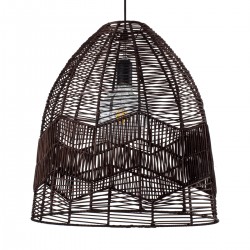 GloboStar® ALOHA 01752 Μοντέρνο Κρεμαστό Φωτιστικό Οροφής Μονόφωτο 1 x E27 Καφέ Σχοινί Καμπάνα Φ43 x Υ46cm