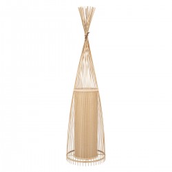 GloboStar® AZORES 01755 Μοντέρνο Φωτιστικό Δαπέδου Μονόφωτο 1 x E27 Μπεζ Μπαμπού Πλέγμα D40 x H150cm