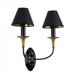 GloboStar® MORTICIA 01785 Vintage Φωτιστικό Τοίχου Απλίκα Δίφωτο 2 x E14 Μαύρο Καμπάνα L40 x W22 x H44cm