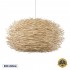 GloboStar® MINORCA 01786 Boho Κρεμαστό Φωτιστικό Οροφής Μονόφωτο 1 x E27 AC220-240V IP20 - Φ100 x Υ45cm - Μπεζ Ξύλινο Πλέγμα - 5 Χρόνια Εγγύηση
