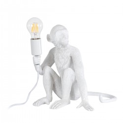 GloboStar® APES 01808 Μοντέρνο Φωτιστικό Πορτατίφ Λαμπατέρ Μονόφωτο 1 x E27 Λευκό Φιγούρα L30 x W27 x H30cm