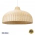 GloboStar® AFURU 01829 Boho Κρεμαστό Φωτιστικό Οροφής Μονόφωτο 1 x E27 AC220-240V IP20 - Φ100 x Υ60cm - Μπεζ Ξύλινο Μπαμπού Πλέγμα Καμπάνα - 5 Χρόνια Εγγύηση