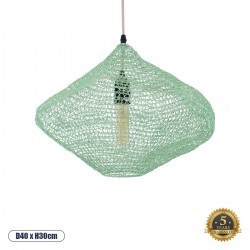 GloboStar® KENTUCKY 01864 Vintage Κρεμαστό Φωτιστικό Οροφής Μονόφωτο 1 x E27 AC220-240V IP20 - Φ40 x Υ30cm - Τιρκουάζ Μεταλλικό Πλέγμα - 5 Χρόνια Εγγύηση